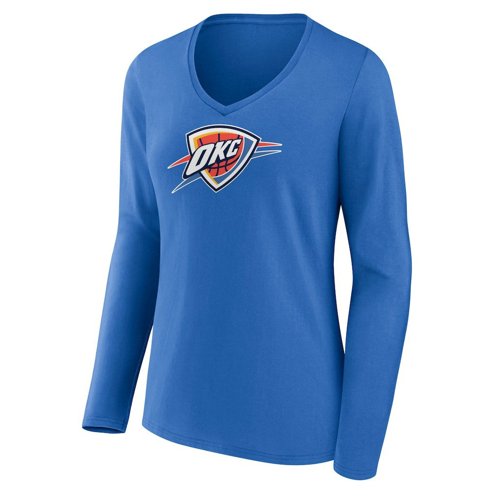 Oklahoma City Thunder Women's Logo Long Sleeve V-Neck T-Shirt - Blue discount