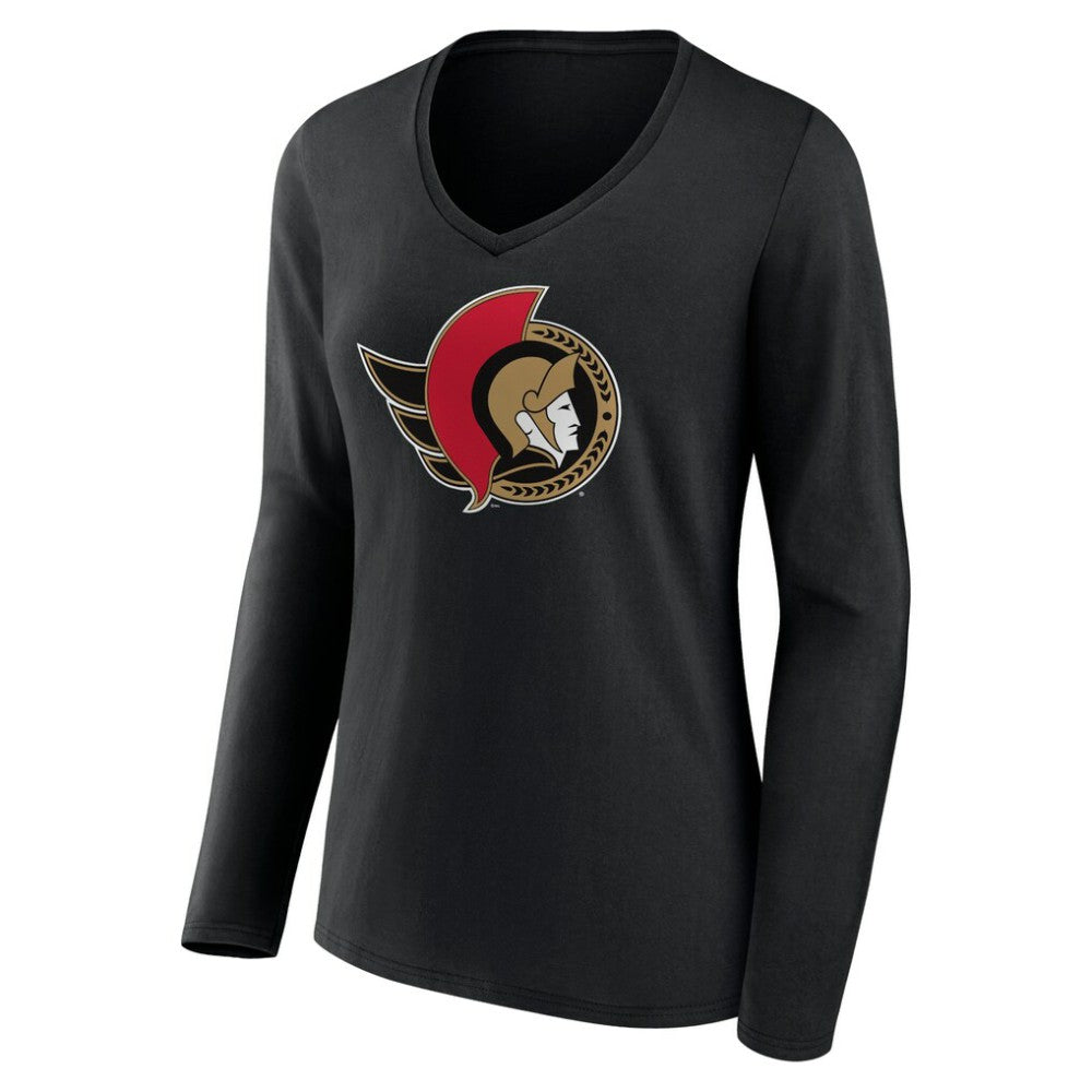 Ottawa Senators Women's Team Logo Long Sleeve V-Neck T-Shirt