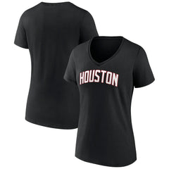 Houston Rockets Women's Wordmark V-Neck T-Shirt - Black cheap