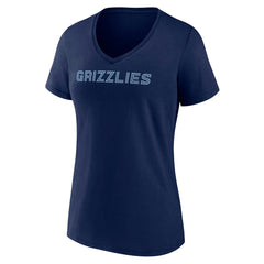 Memphis Grizzlies Women's Wordmark V-Neck T-Shirt - Navy sale