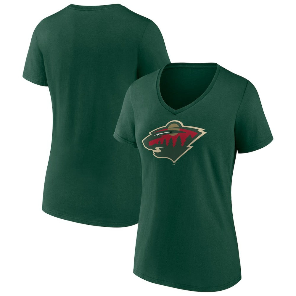 Minnesota Wild Women's Team Logo V-Neck T-Shirt
