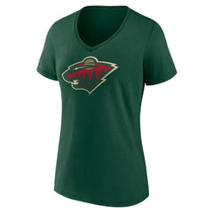 Minnesota Wild Women's Team Logo V-Neck T-Shirt
