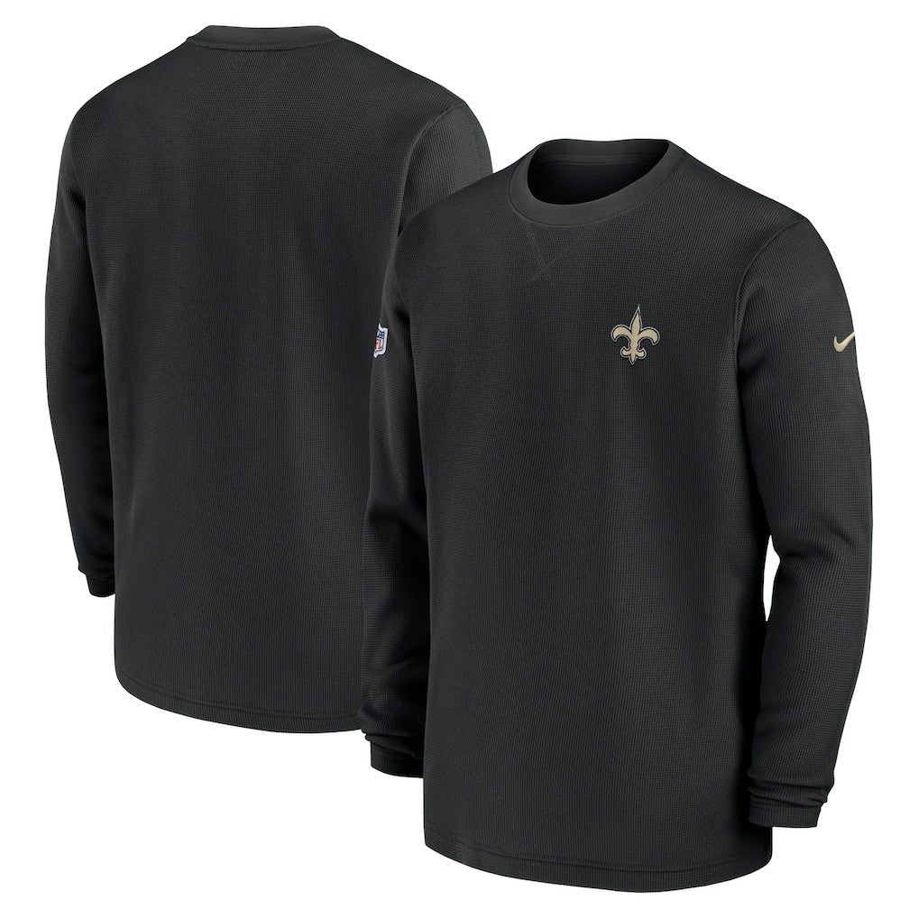 NFL New Orleans Saints 2023 Sideline Throwback Heavy Brushed Waffle Long Sleeve Top