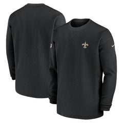 NFL New Orleans Saints 2023 Sideline Throwback Heavy Brushed Waffle Long Sleeve Top