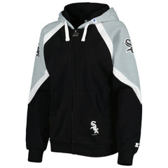 Chicago White Sox Starter Women's Hail Mary Full-Zip Hoodie - Black/Silver