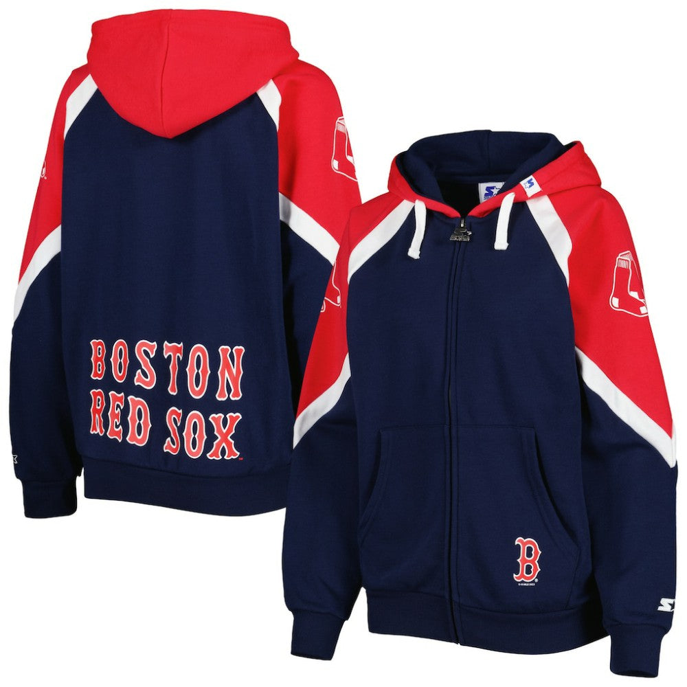 Boston Red Sox Starter Women's Hail Mary Full-Zip Hoodie - Navy/Red