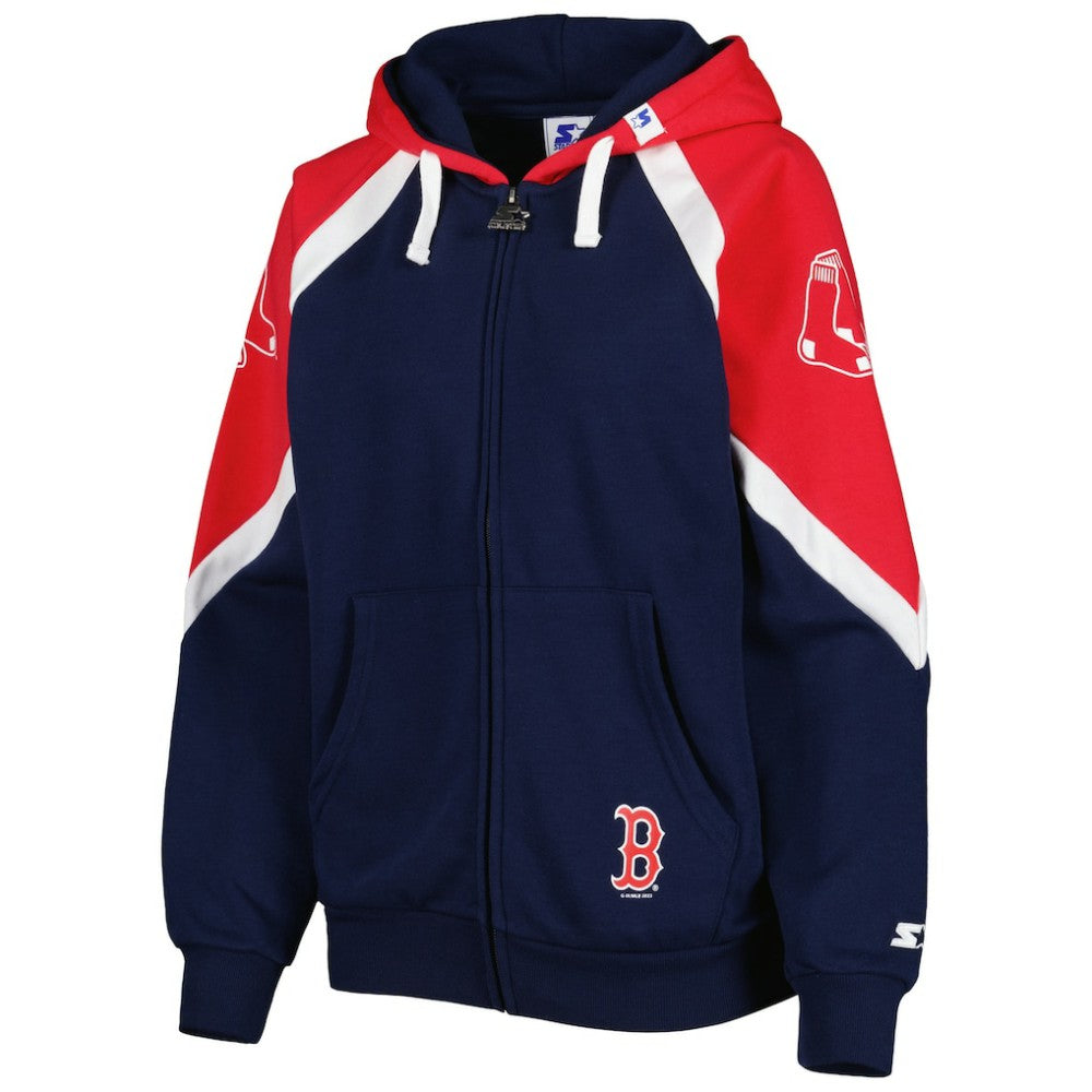 Boston Red Sox Starter Women's Hail Mary Full-Zip Hoodie - Navy/Red