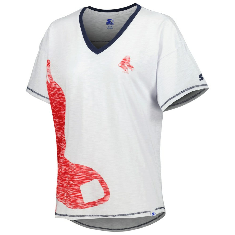 Boston Red Sox Starter Women's Perfect Game V-Neck T-Shirt - White