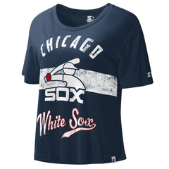 Chicago White Sox Starter Cooperstown Collection Women's Record Setter Crop Top - Navy