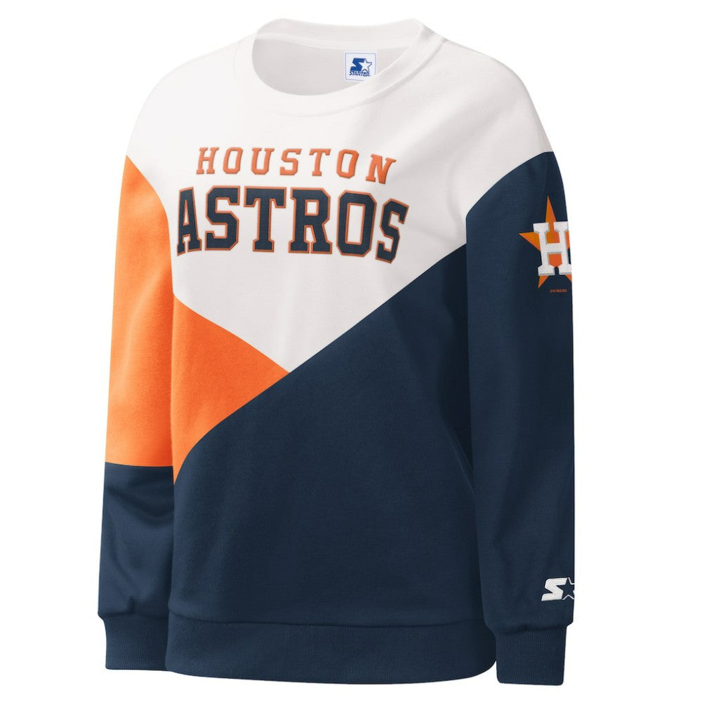 Houston Astros Starter Women's Shutout Pullover Sweatshirt - White/Navy