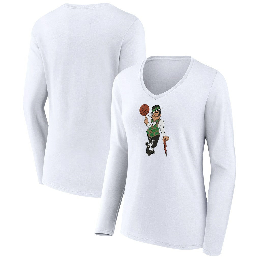 Boston Celtics Women's Alternate Logo V-Neck Long Sleeve T-Shirt - White discount
