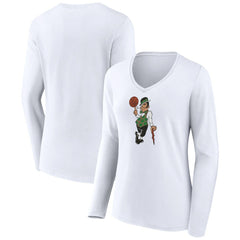 Boston Celtics Women's Alternate Logo V-Neck Long Sleeve T-Shirt - White discount