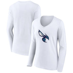 Charlotte Hornets Women's Alternate Logo V-Neck Long Sleeve T-Shirt - White online