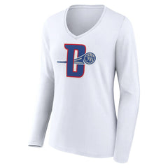 Detroit Pistons Women's Alternate Logo V-Neck Long Sleeve T-Shirt sale - White for sale