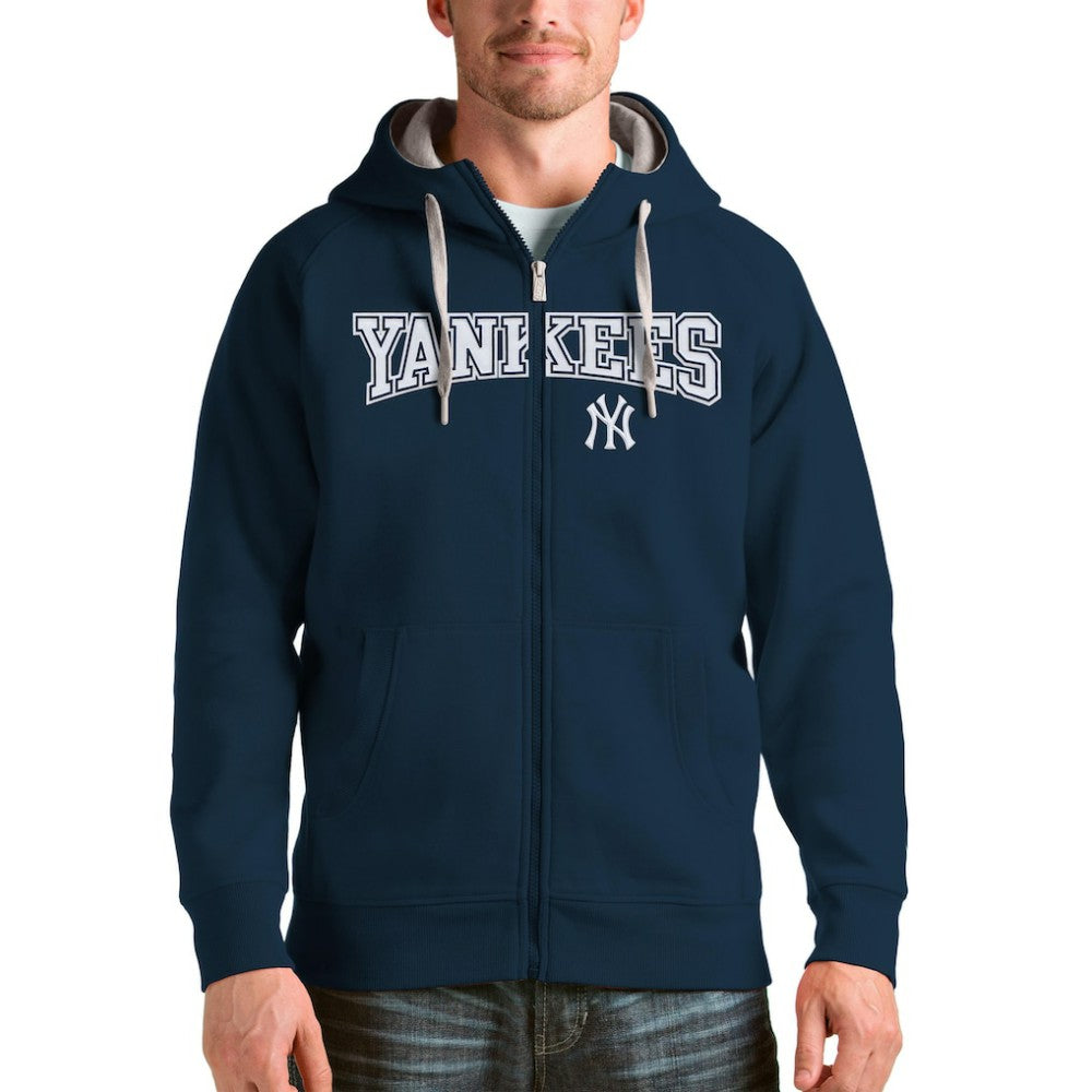 New York Yankees Antigua Team Logo Victory Full-Zip Hoodie - Navy