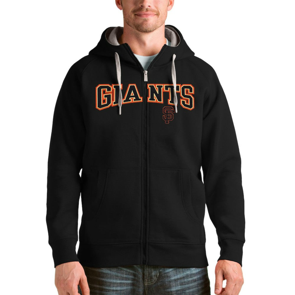 San Francisco Giants Antigua Team Logo Victory Full-Zip Hoodie - Black