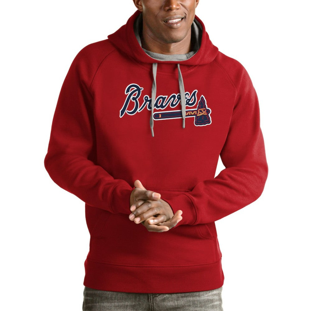 Atlanta Braves Antigua Victory Pullover Team Logo Hoodie - Red