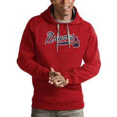 Atlanta Braves Antigua Victory Pullover Team Logo Hoodie - Red