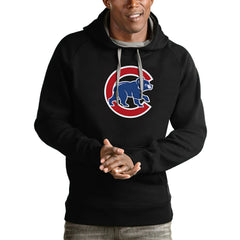 Chicago Cubs Antigua Victory Pullover Team Logo Hoodie - Black