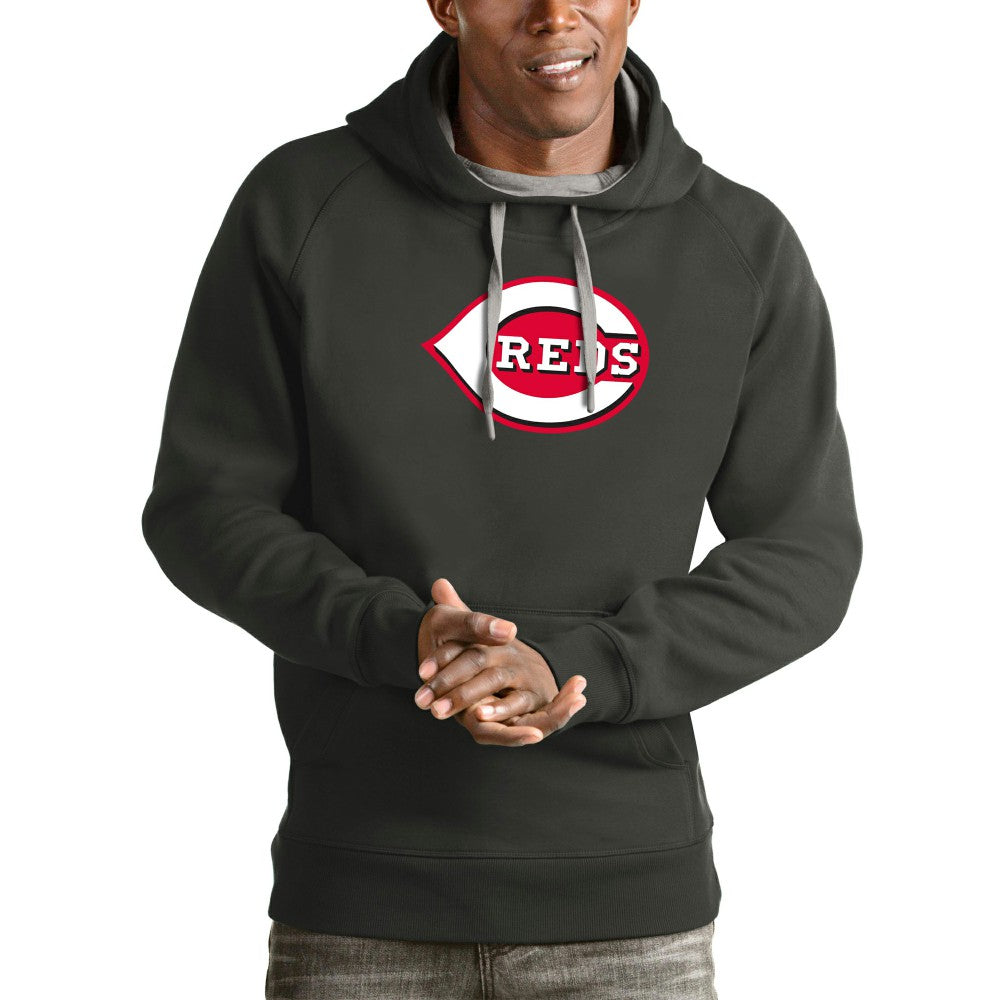 Cincinnati Reds Antigua Victory Pullover Team Logo Hoodie - Charcoal