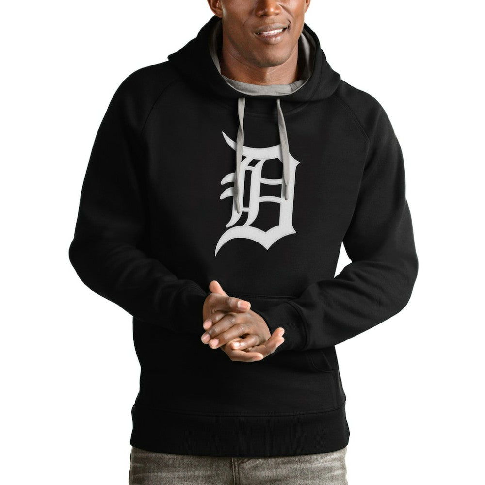 Detroit Tigers Antigua Victory Pullover Team Logo Hoodie - Black