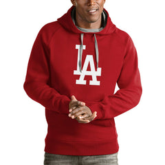 Los Angeles Dodgers Antigua Victory Pullover Team Logo Hoodie - Red