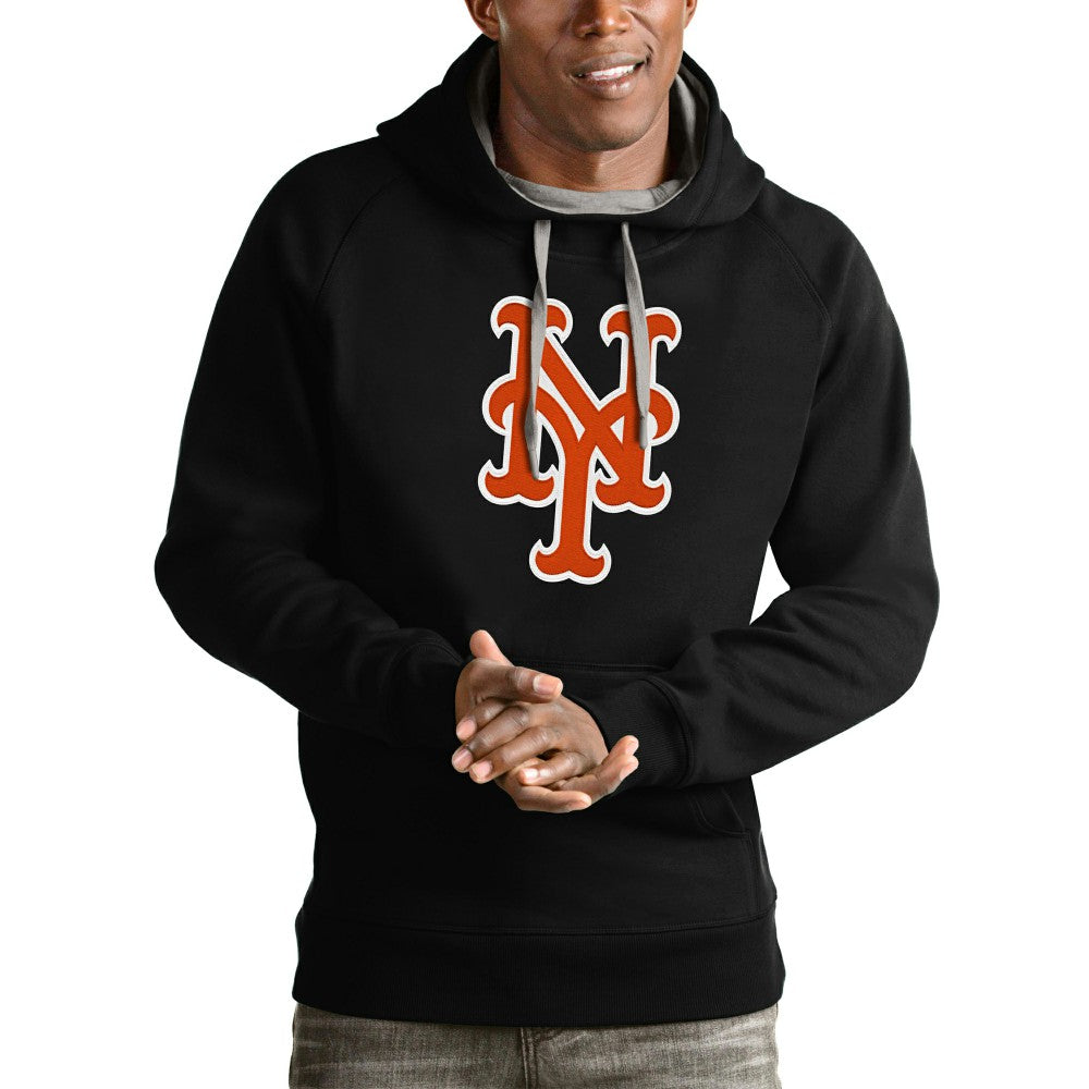 New York Mets Antigua Victory Pullover Team Logo Hoodie - Black