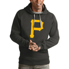 Pittsburgh Pirates Antigua Victory Pullover Team Logo Hoodie - Charcoal