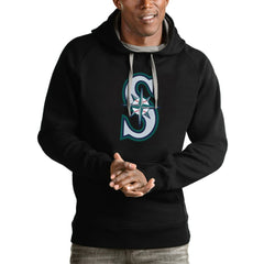 Seattle Mariners Antigua Victory Pullover Team Logo Hoodie - Black