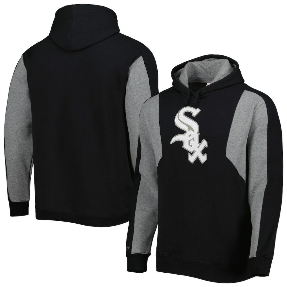 Chicago White Sox Colorblocked Fleece Pullover Hoodie - Black/Gray | Mitchell & Ness