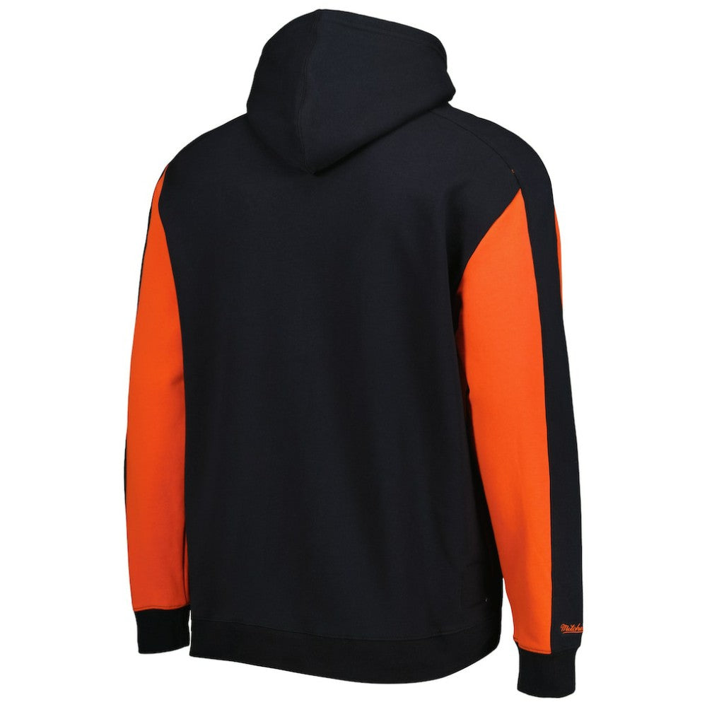 San Francisco Giants Colorblocked Fleece Pullover Hoodie - Black/Orange | Mitchell & Ness