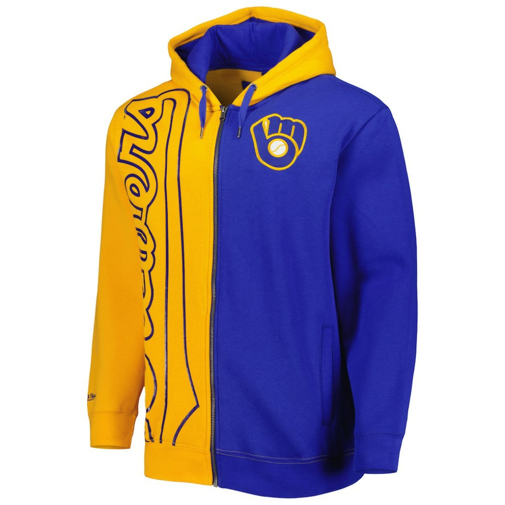 Milwaukee Brewers Fleece Full-Zip Hoodie - Gold/Royal | Mitchell & Ness