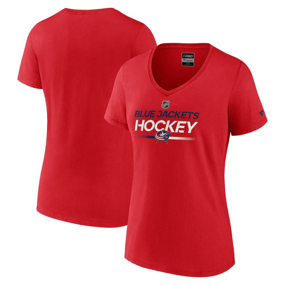 Columbus Blue Jackets Fanatics Women's Authentic Pro Primary V-Neck T-Shirt