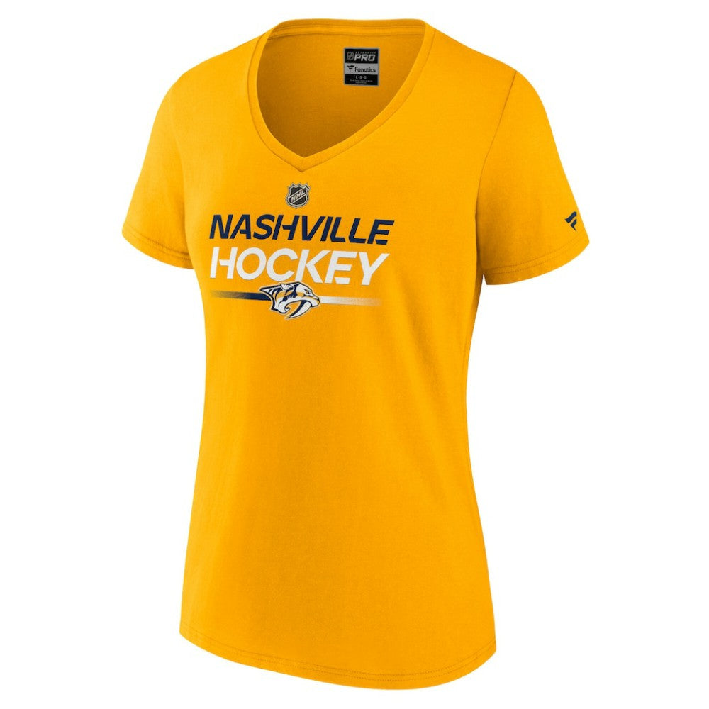 Nashville Predators Fanatics Women's Authentic Pro Primary V-Neck T-Shirt