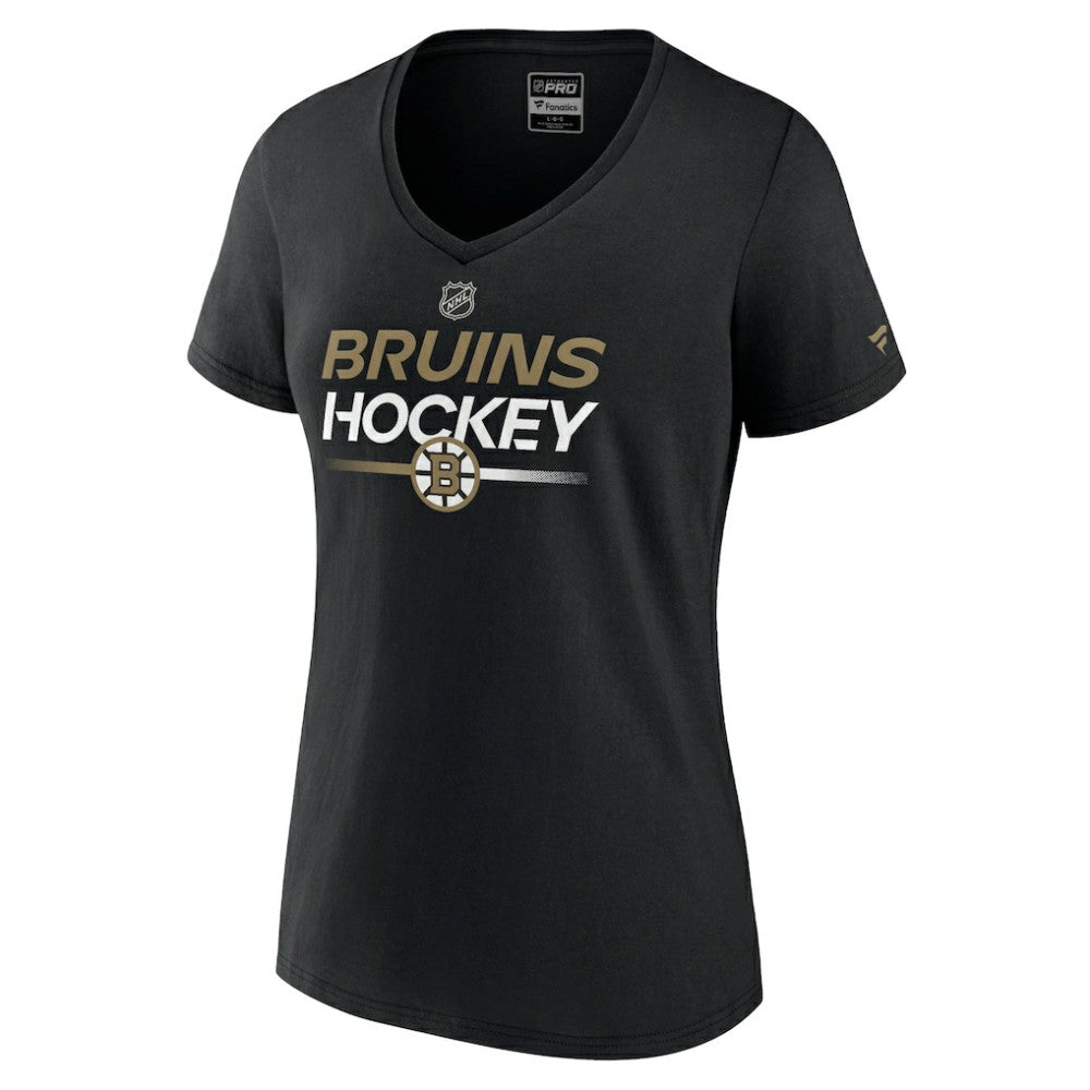 Boston Bruins Fanatics Women's Authentic Pro V-Neck T-Shirt