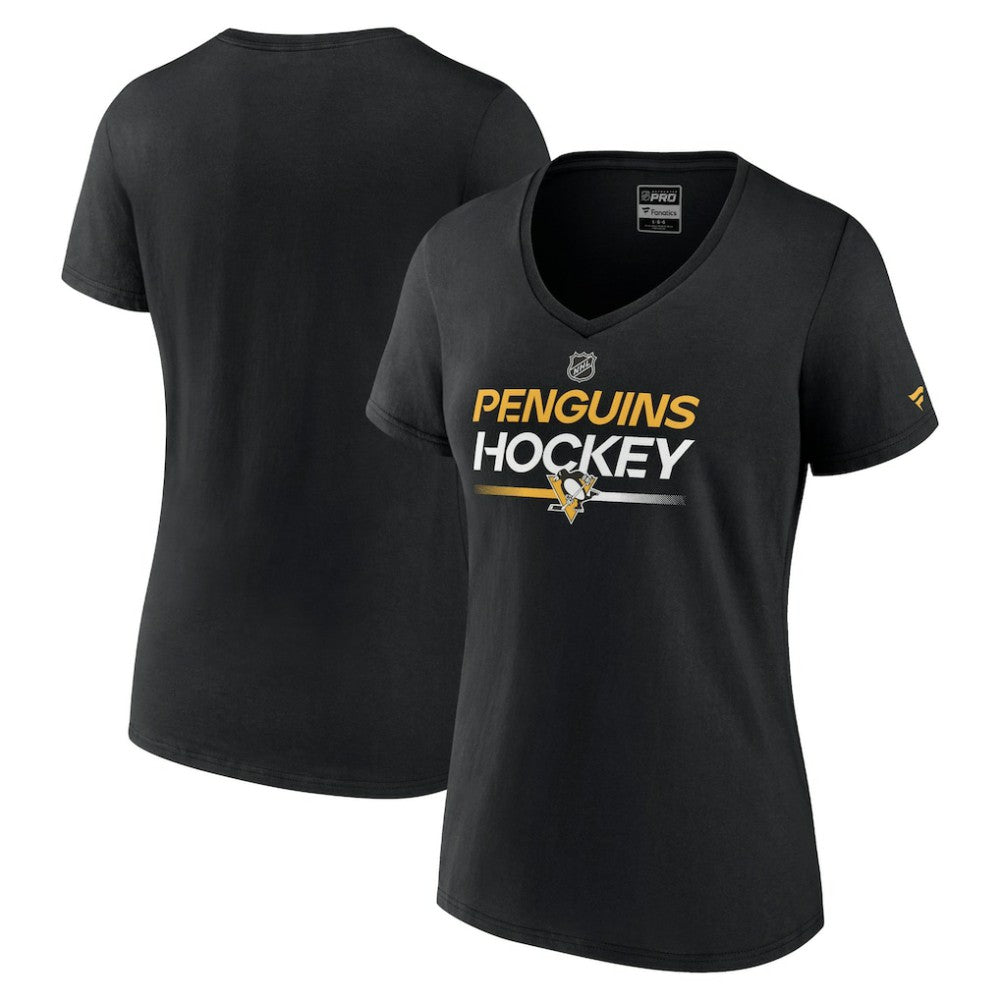 Pittsburgh Penguins Fanatics Women's Authentic Pro V-Neck T-Shirt