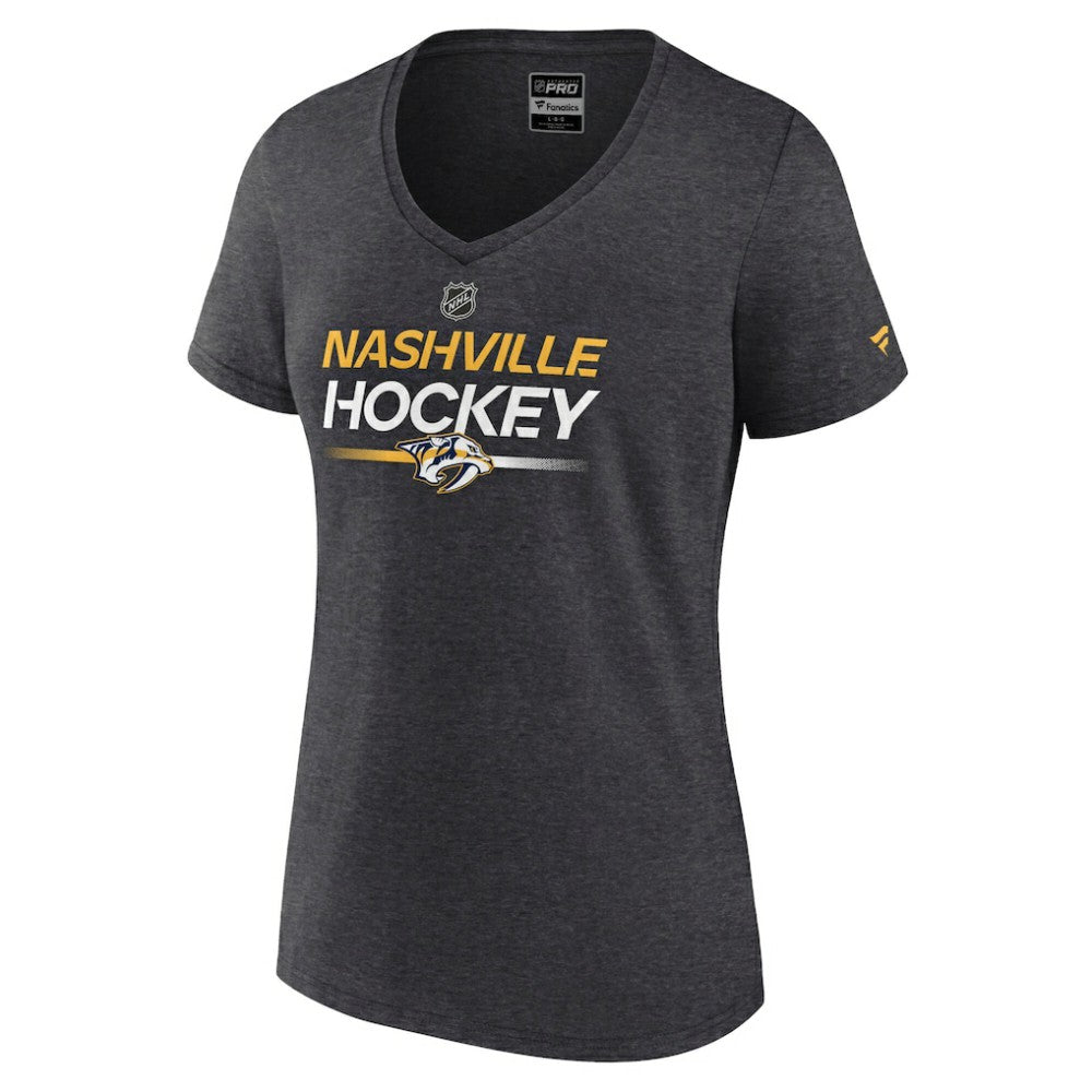 Nashville Predators Fanatics Women's Authentic Pro Primary V-Neck T-Shirt