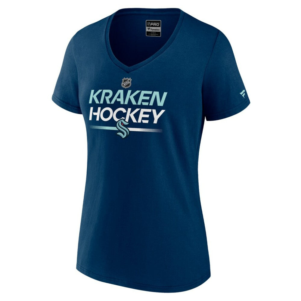 Seattle Kraken Fanatics Women's Authentic Pro V-Neck T-Shirt