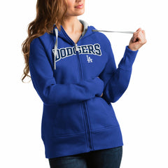 Los Angeles Dodgers Antigua Women's Team Logo Victory Full-Zip Hoodie - Royal