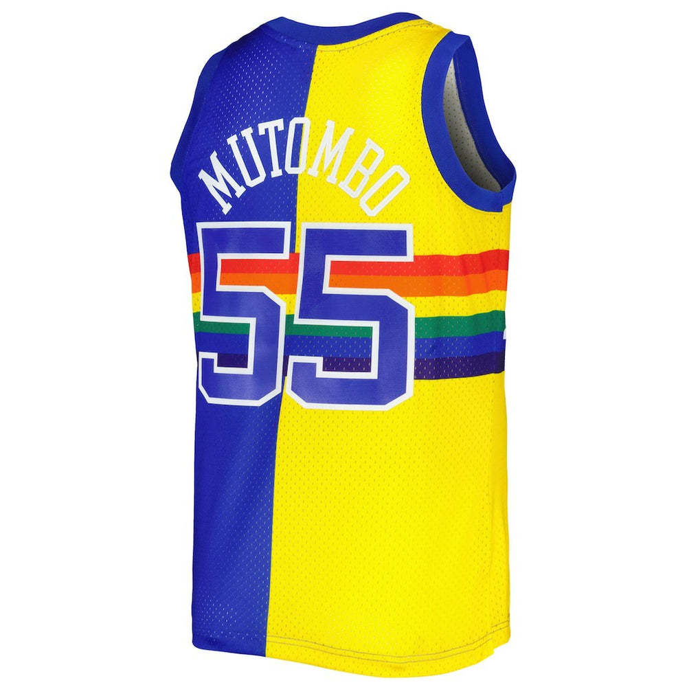 Dikembe Mutombo Denver Nuggets Hardwood Classics 1991/92 Split Swingman Jersey sale - Royal/Gold | Mitchell & Ness sale