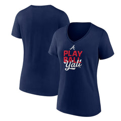 Atlanta Braves Women's Play Ball V-Neck T-Shirt - Navy