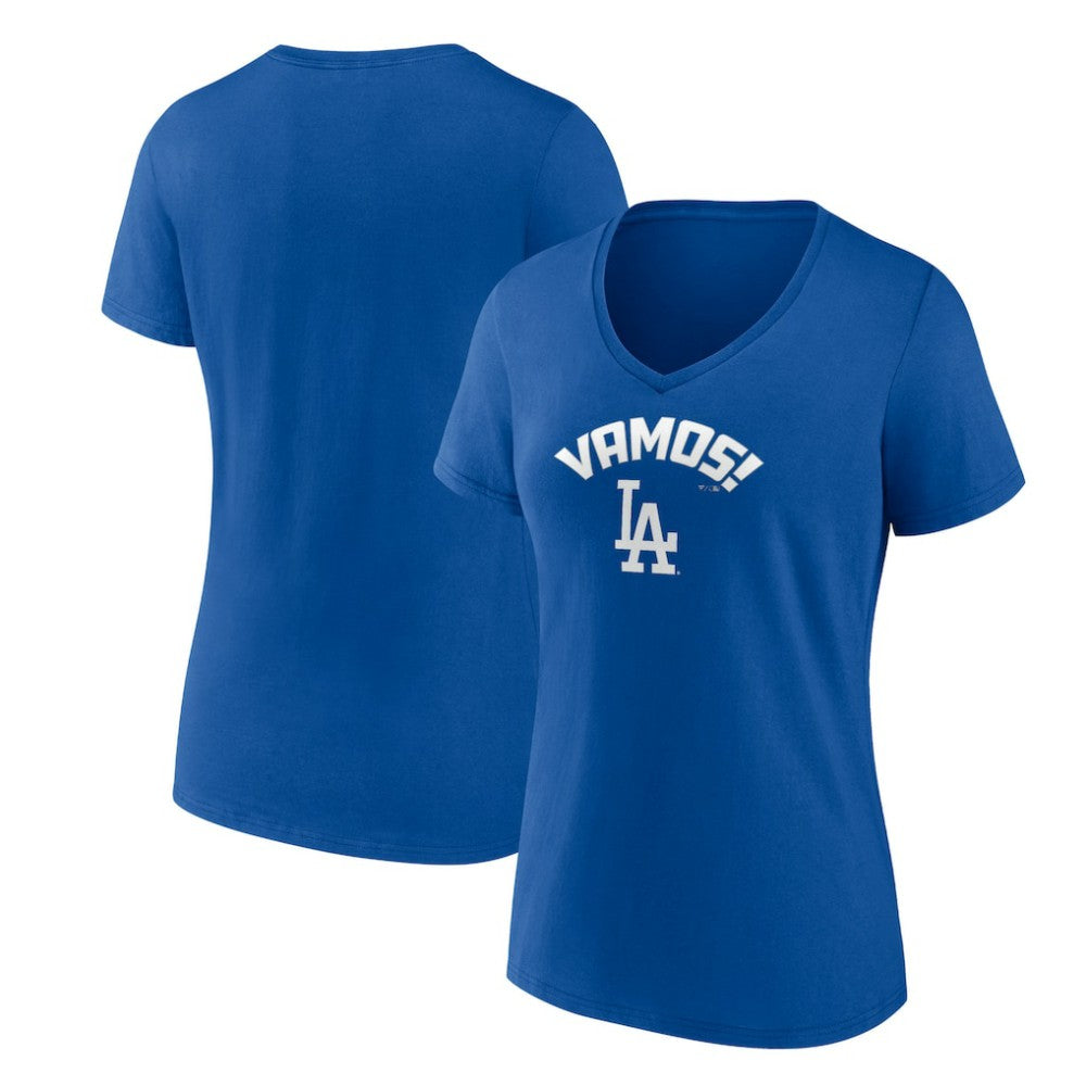 Los Angeles Dodgers Women's Vamos V-Neck T-Shirt - Royal