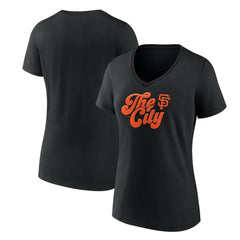 San Francisco Giants Women's Scripty City V-Neck T-Shirt - Black