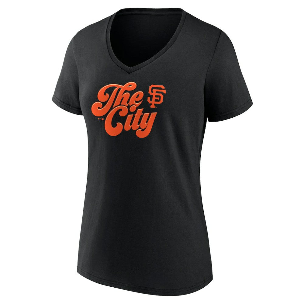 San Francisco Giants Women's Scripty City V-Neck T-Shirt - Black