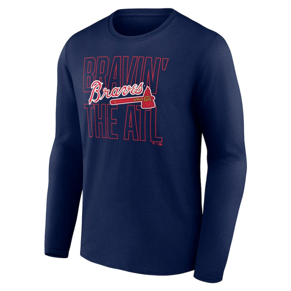 Atlanta Braves Pitch Out Long Sleeve T-Shirt - Navy