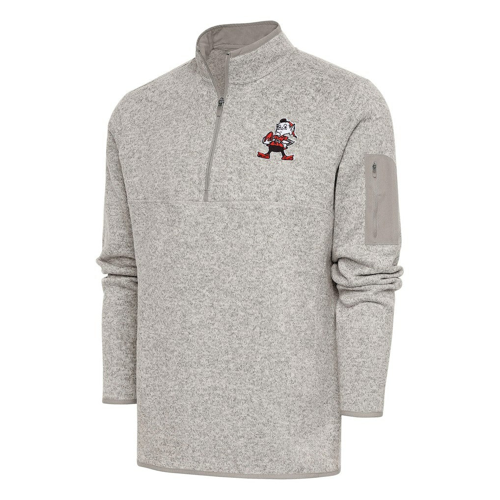 NFL Cleveland Browns Antigua Throwback Fortune Quarter-Zip Pullover Jacket