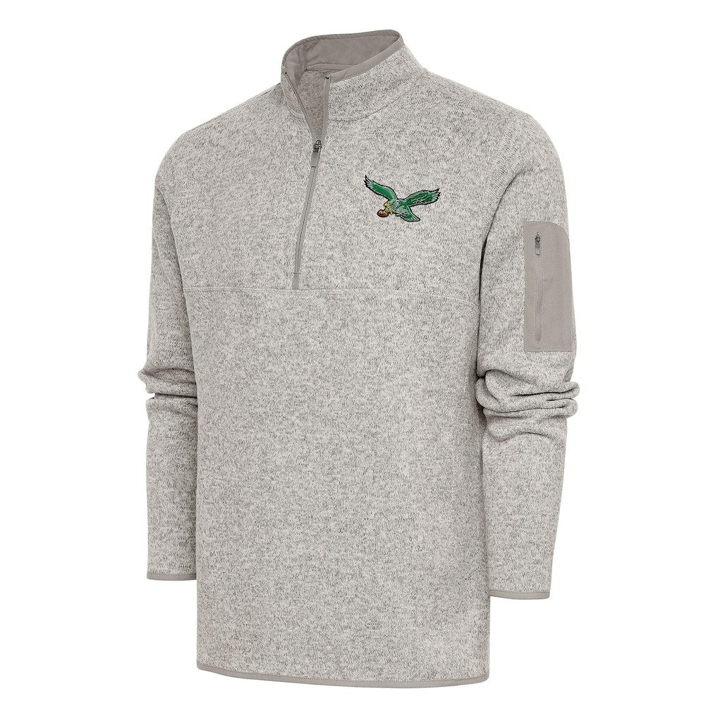 NFL Philadelphia Eagles Antigua Throwback Fortune Quarter-Zip Pullover Jacket