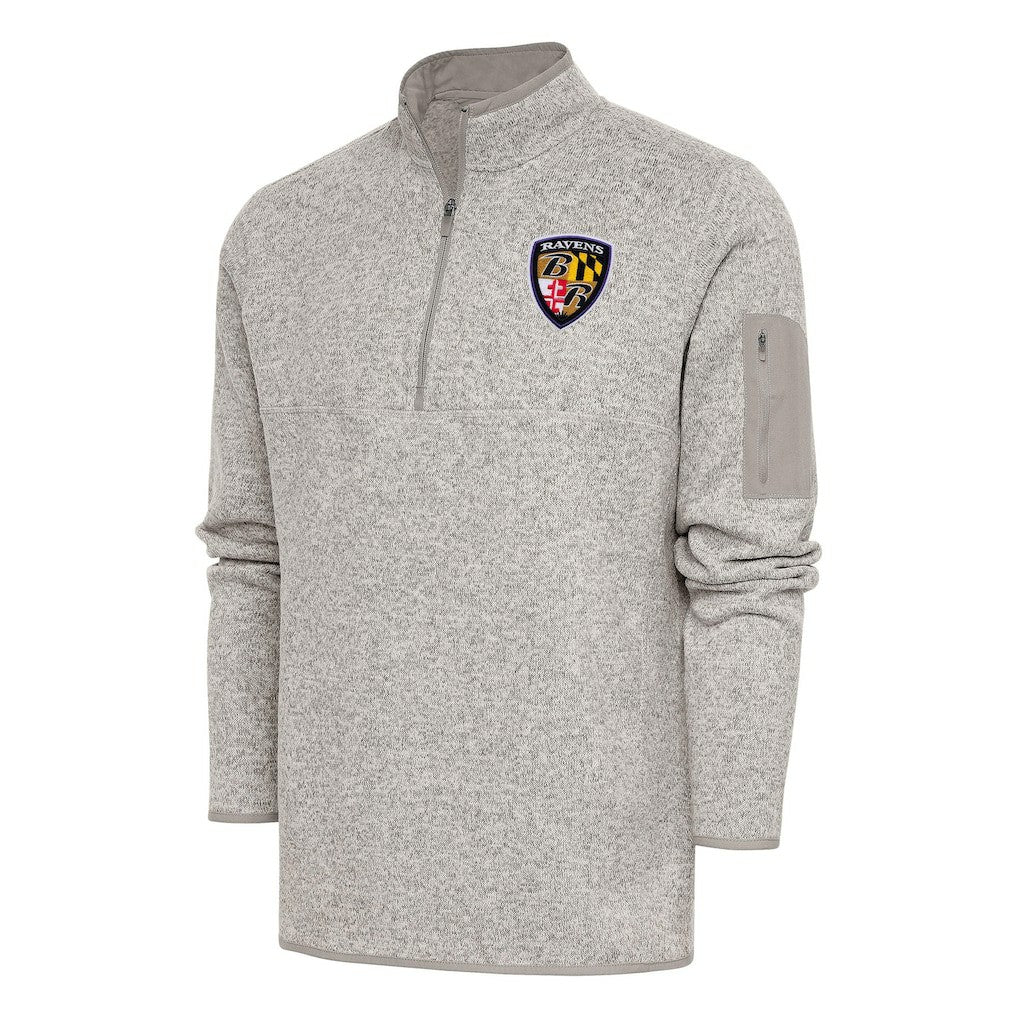 NFL Baltimore Ravens Antigua Throwback Fortune Quarter-Zip Pullover Jacket