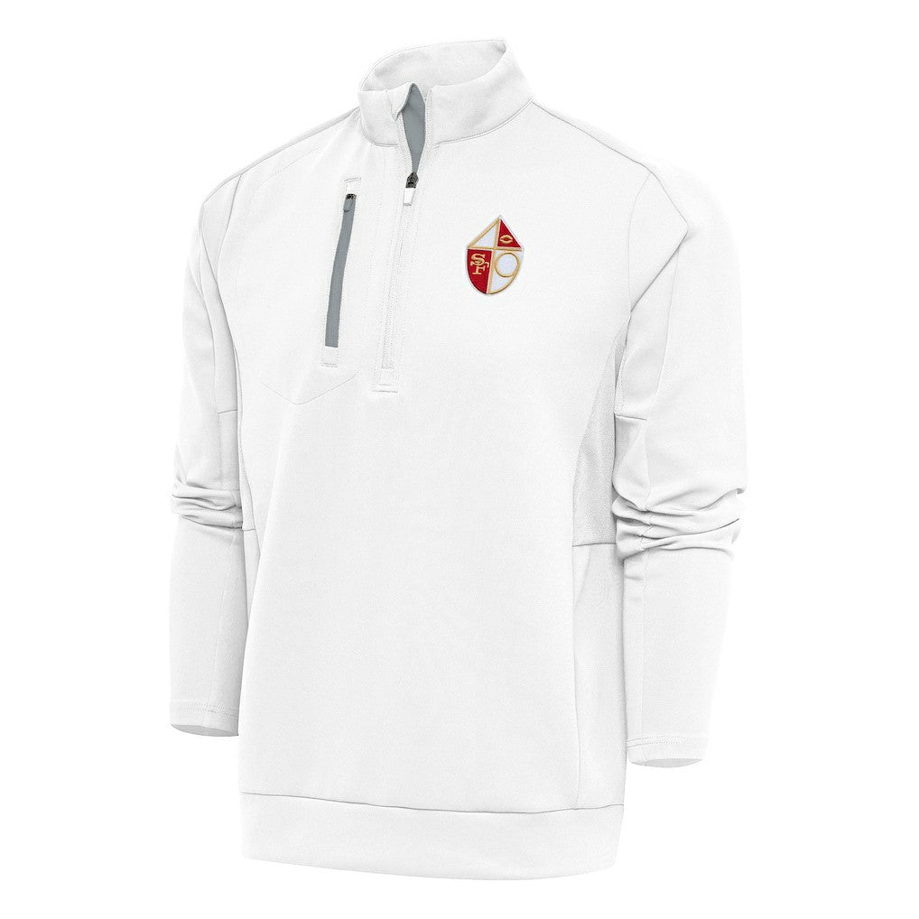 NFL San Francisco 49ers Antigua Team Logo Throwback Generation Quarter-Zip Pullover Top