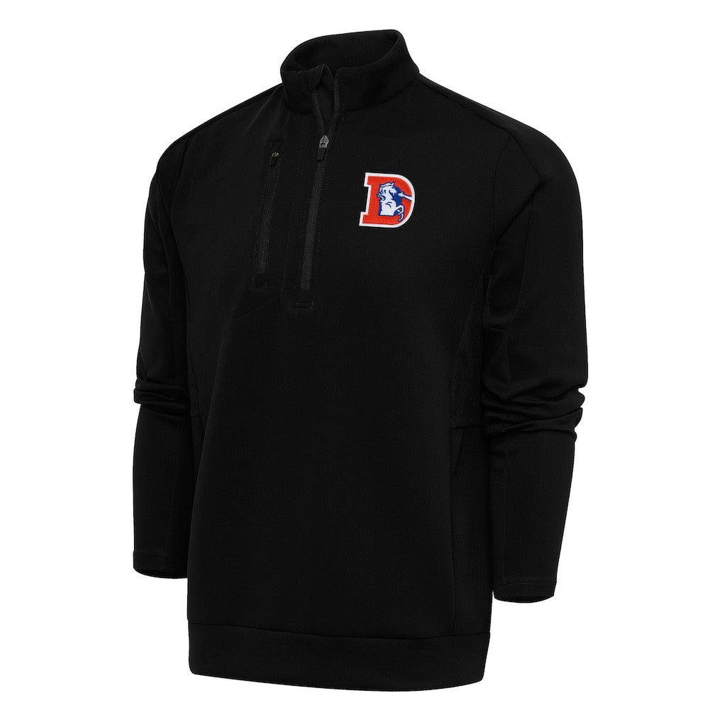 NFL Denver Broncos Antigua Team Logo Throwback Generation Quarter-Zip Pullover Top